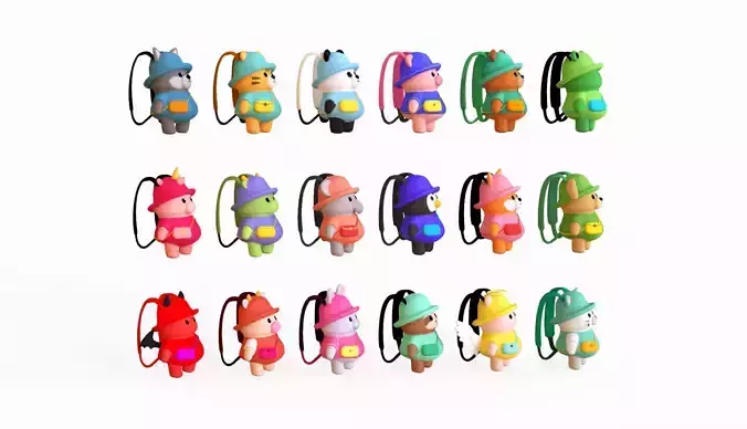 Backpack School Pack 01 - Asset For Game Low-poly 3D model