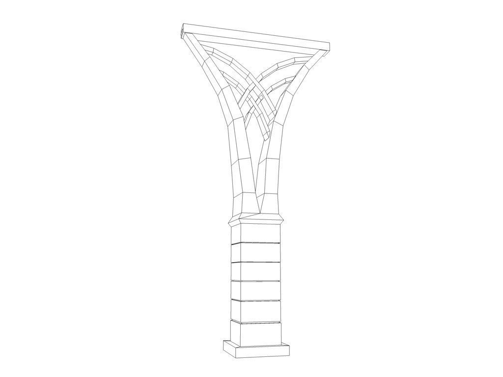 Fantasy stone column Low-poly 3D model_4
