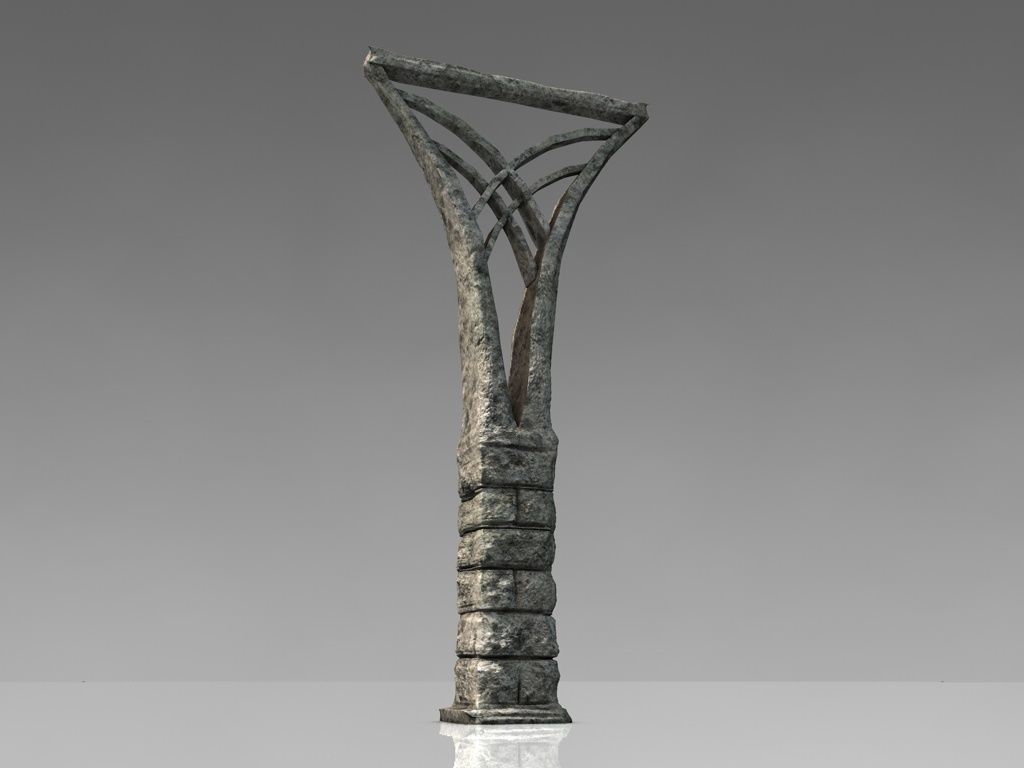 Fantasy stone column Low-poly 3D model_1