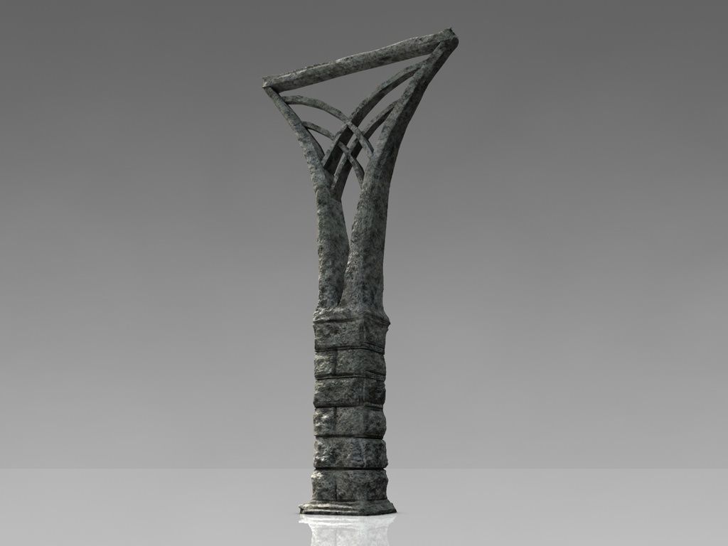 Fantasy stone column Low-poly 3D model_2