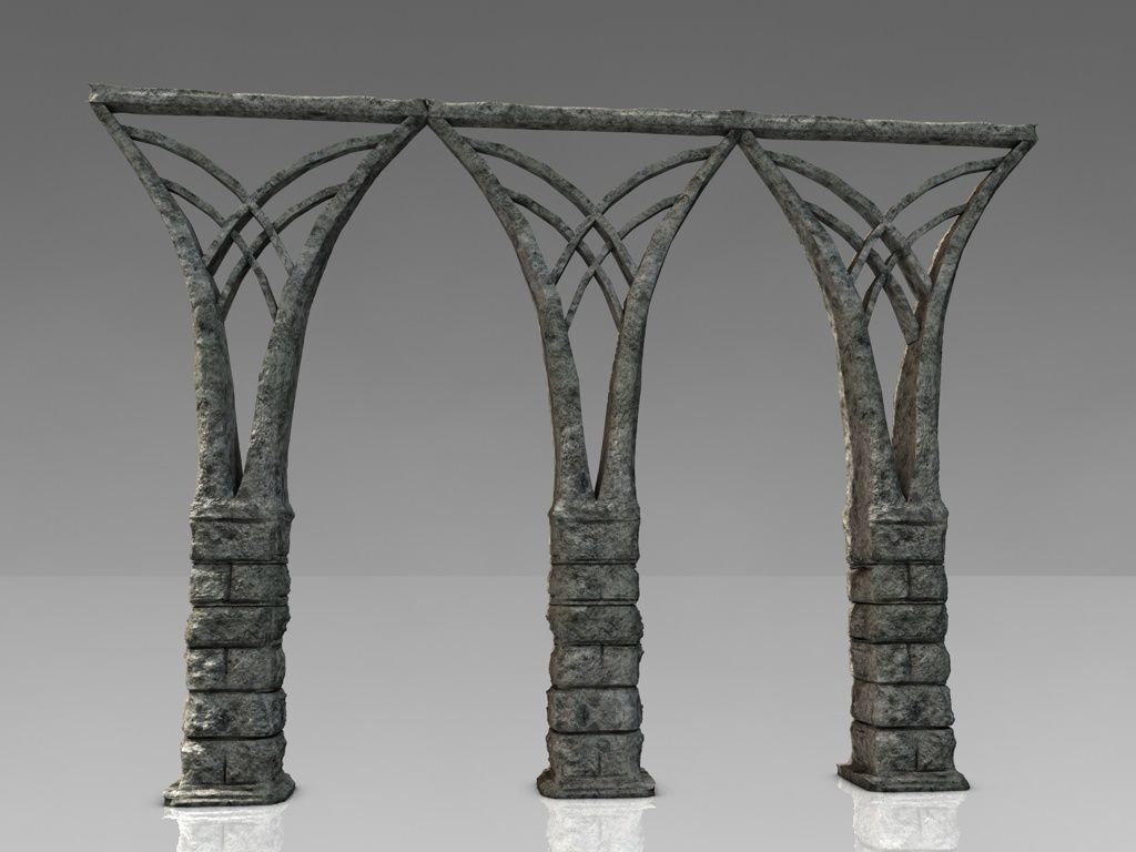 Fantasy stone column Low-poly 3D model_3