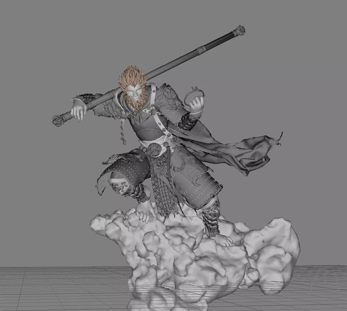 Sun Wukong  Monkey King  Warrior Statue 3D Model  3D print model_6