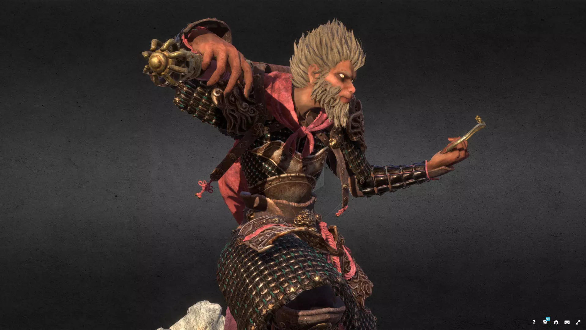Sun Wukong  Monkey King  Warrior Statue 3D Model  3D print model_3