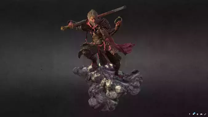 Sun Wukong  Monkey King  Warrior Statue 3D Model  3D print model