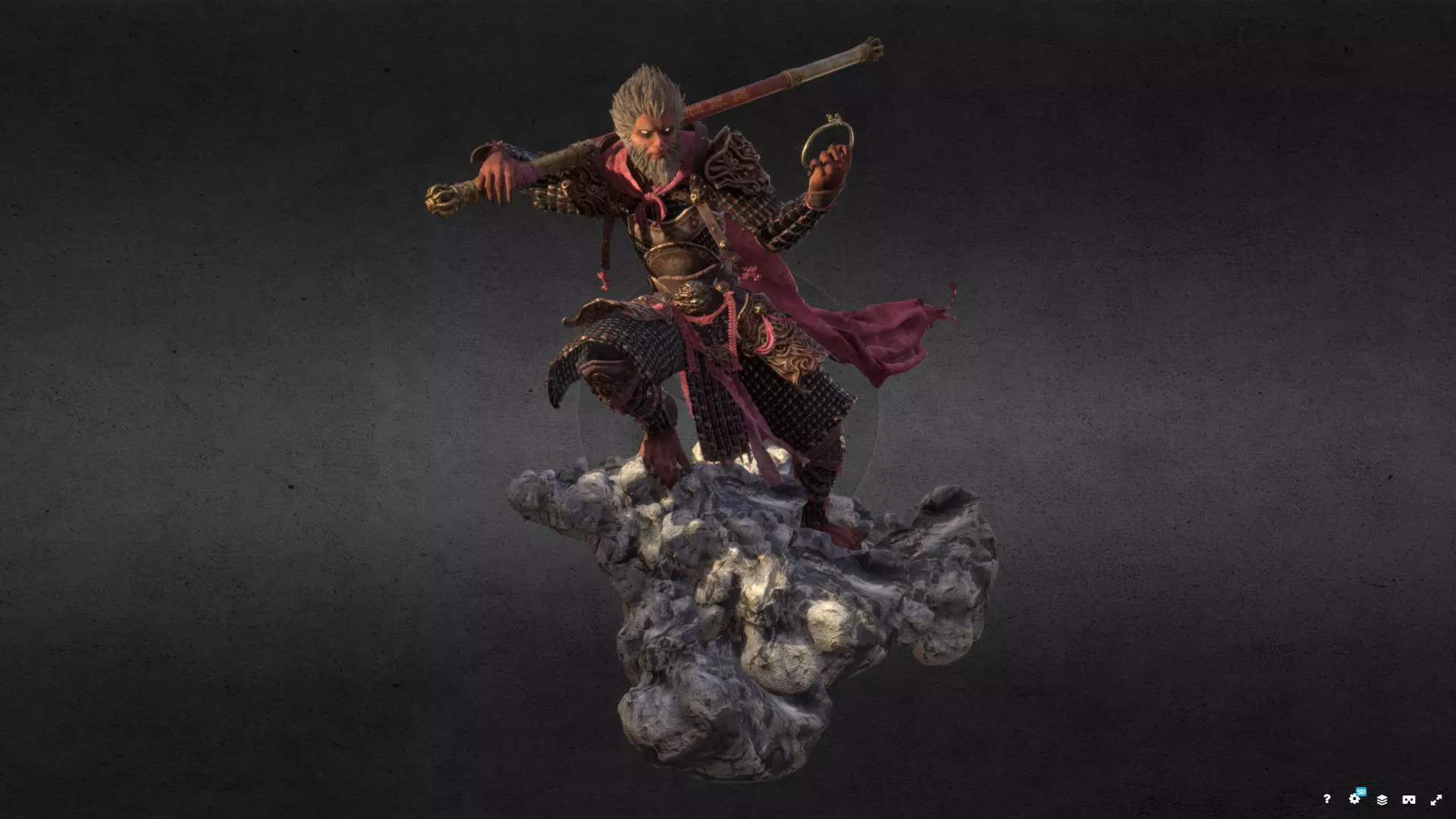 Sun Wukong  Monkey King  Warrior Statue 3D Model  3D print model_0