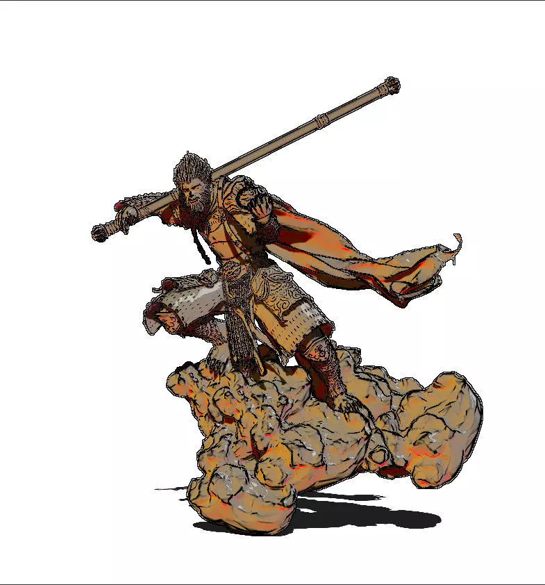 Sun Wukong  Monkey King  Warrior Statue 3D Model  3D print model_12