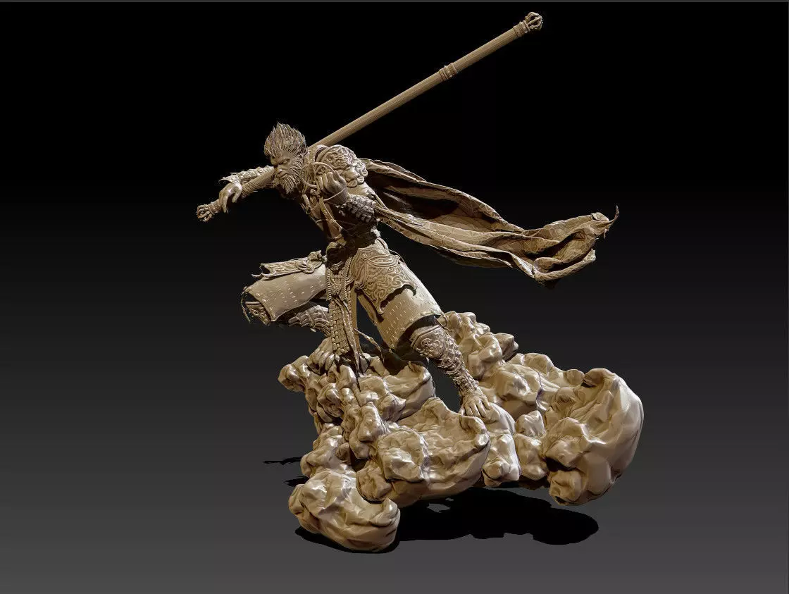 Sun Wukong  Monkey King  Warrior Statue 3D Model  3D print model_8