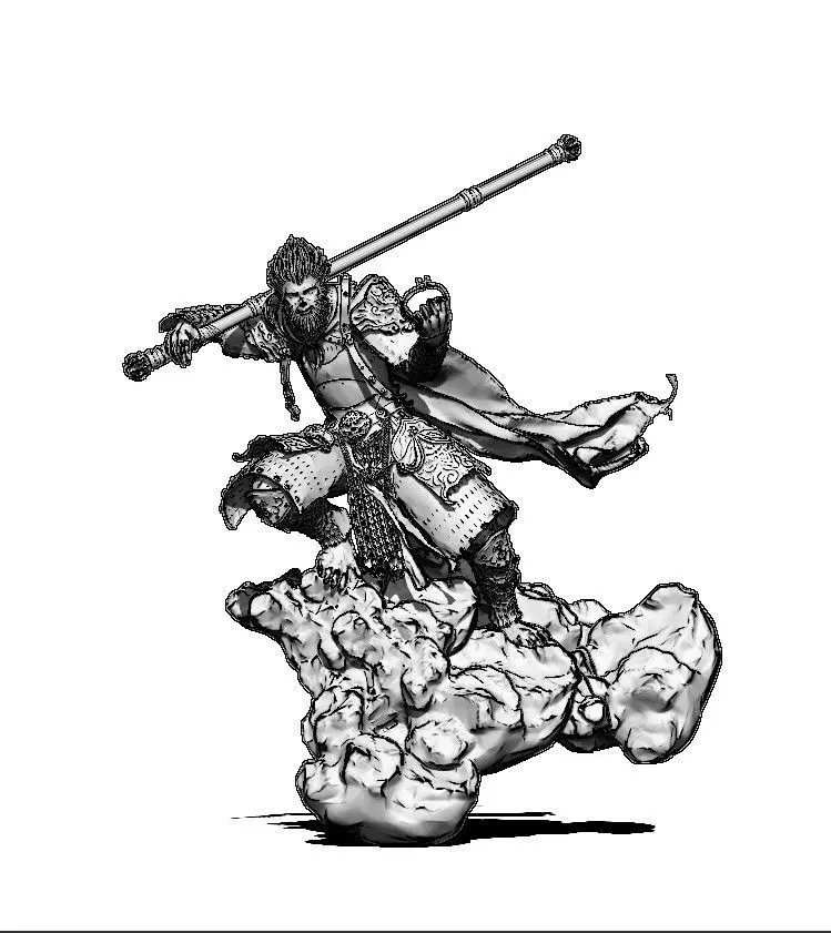 Sun Wukong  Monkey King  Warrior Statue 3D Model  3D print model_11
