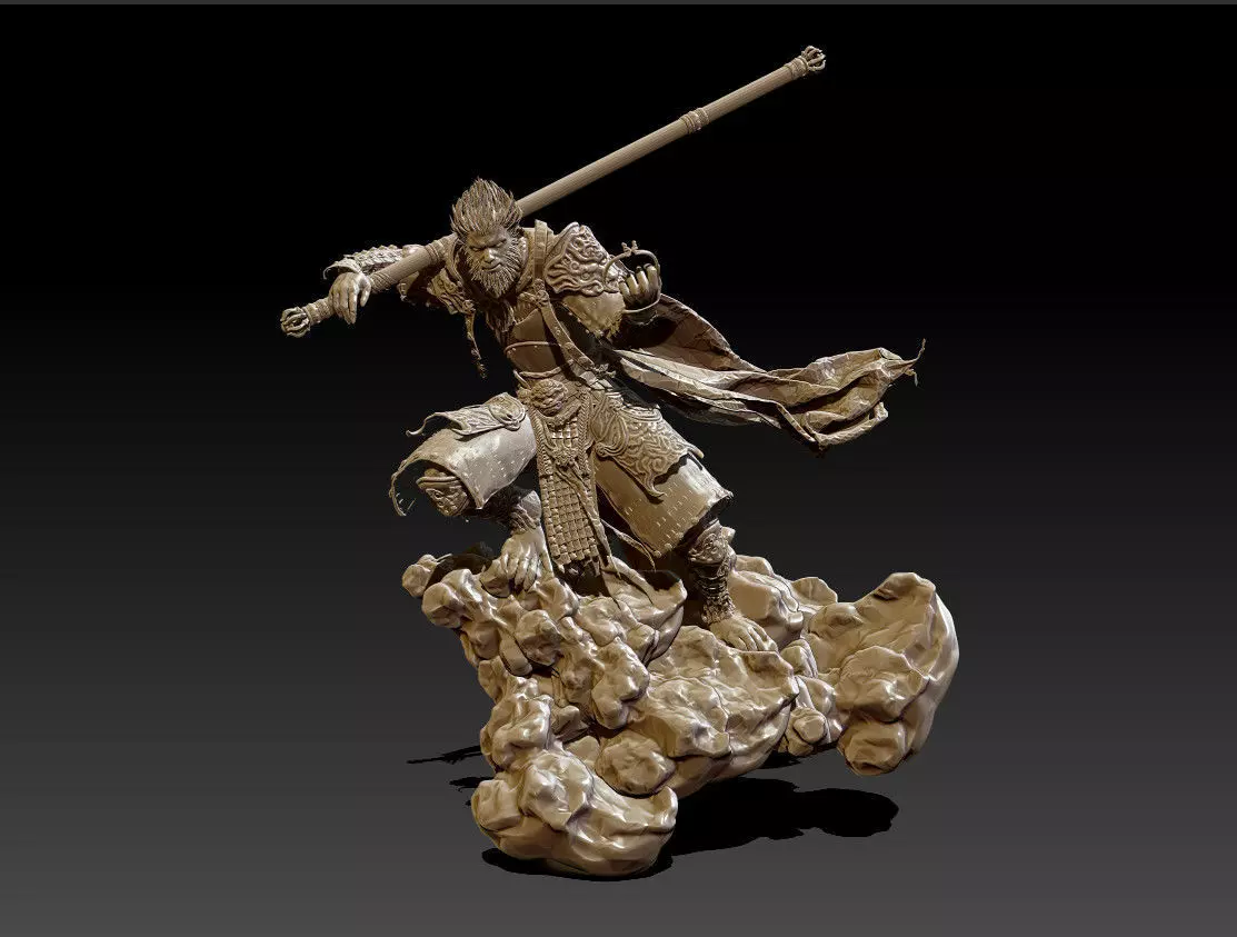 Sun Wukong  Monkey King  Warrior Statue 3D Model  3D print model_7