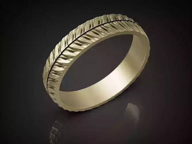 Wedding Band Ring with Braided Texture and Polished Interior