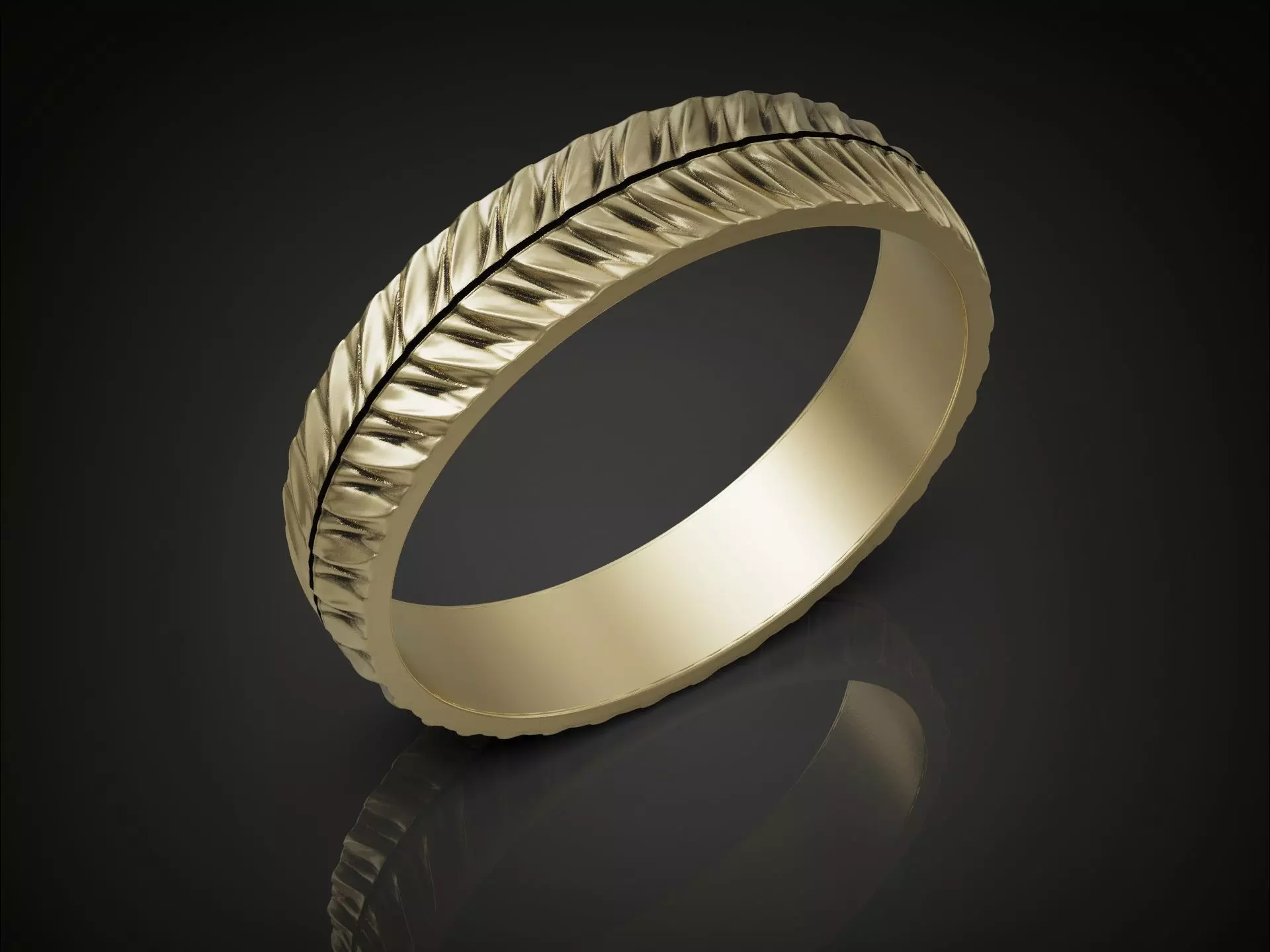 Wedding Band Ring with Braided Texture and Polished Interior 3D print model
