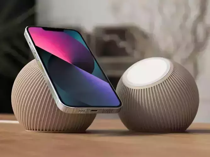 Modern Spherical Wireless Charger  Phone Stand 3D Model  3D print model