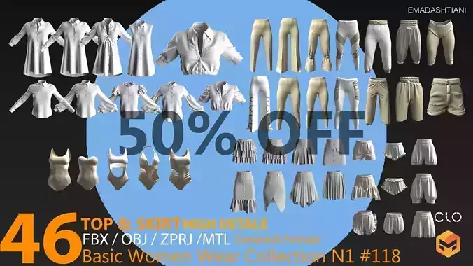 Women Wear Collection-Economic Pack MD-CLO3D ZPRJ FBX OBJ MTL 3D model