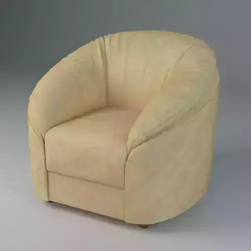 Modern Rounded Armchair Soft Upholstered Lounge Chair 3D model 3