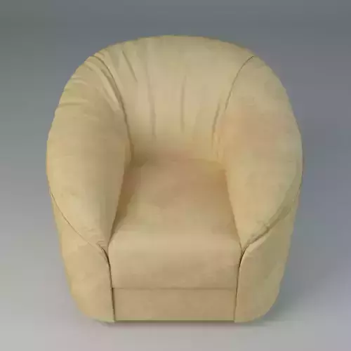 Modern Rounded Armchair Soft Upholstered Lounge Chair 3D model 4