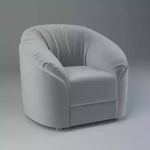 Modern Rounded Armchair Soft Upholstered Lounge Chair 3D model 7