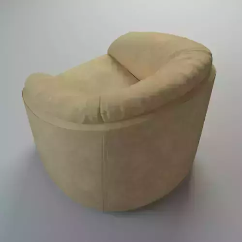 Modern Rounded Armchair Soft Upholstered Lounge Chair 3D model 5