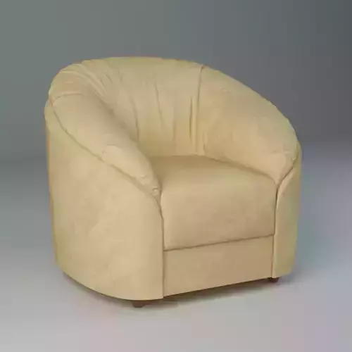 Modern Rounded Armchair Soft Upholstered Lounge Chair 3D model 2