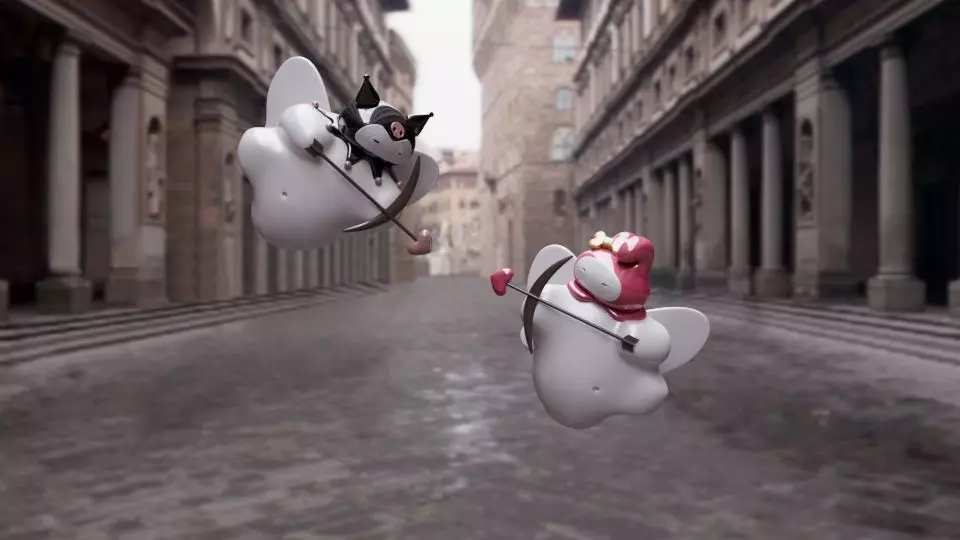 Kuromi and My melody Love design  3D print model_3