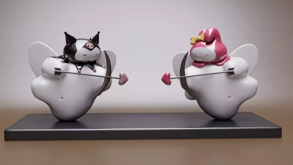 Kuromi and My melody Love design  3D print model_0