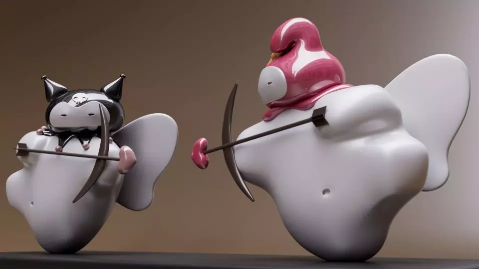 Kuromi and My melody Love design  3D print model_2