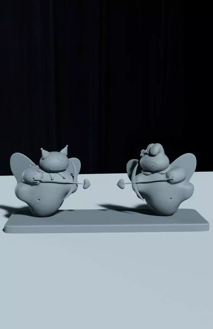 Kuromi and My melody Love design  3D print model_4
