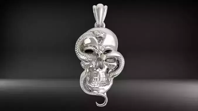 Skull and snake pendant