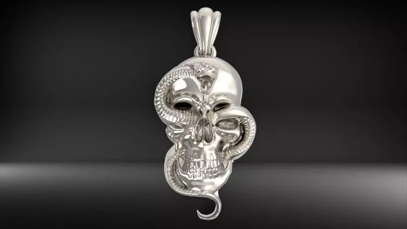 Skull and snake pendant 3D print model