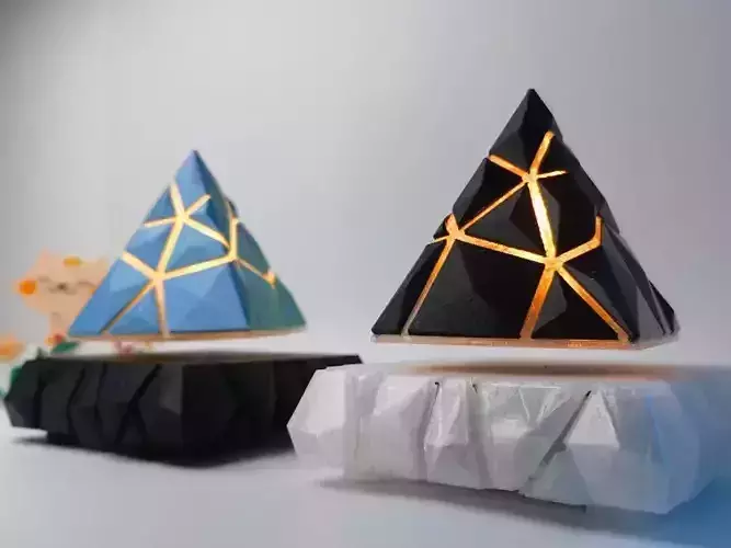 Geometric Levitating Pyramid Lamp 3D Model 