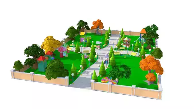 Cartoon Park 3D model Low-poly 3D model