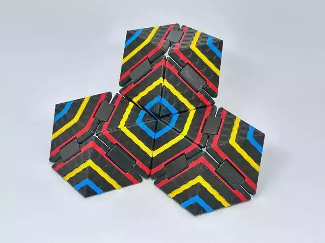 Articulated Geometric Cube Puzzle 3D Model