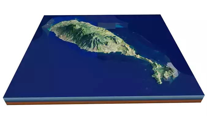 Saint Kitts Island full 3D model terrain 3D model