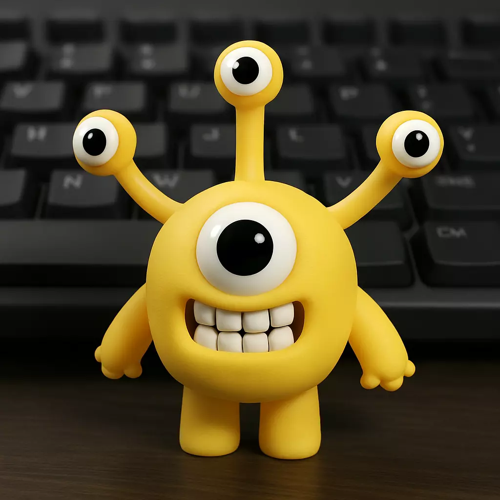 Cute Yellow Four-Eyed Alien Toy 3D Print Model 3D print model