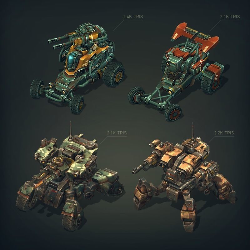 Mech Constructor - Spiders and Tanks Low-poly 3D model_5