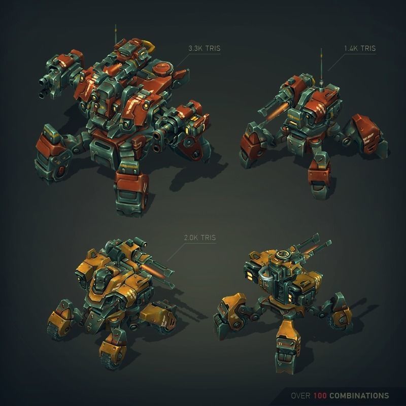 Mech Constructor - Spiders and Tanks Low-poly 3D model_2