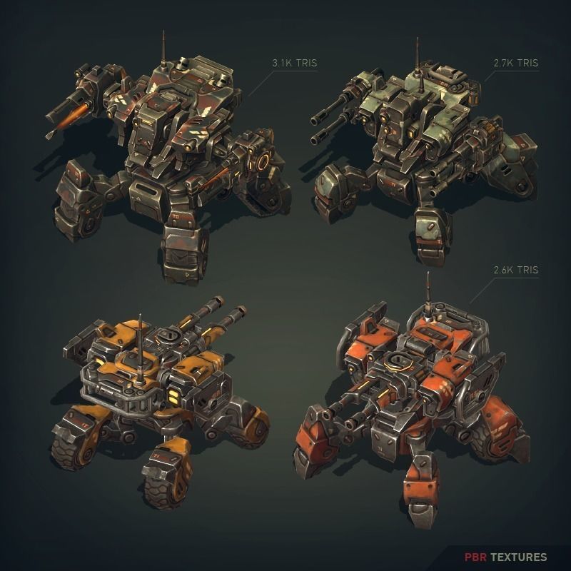 Mech Constructor - Spiders and Tanks Low-poly 3D model_1