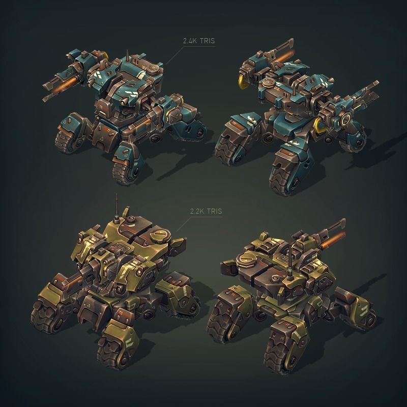 Mech Constructor - Spiders and Tanks Low-poly 3D model_3