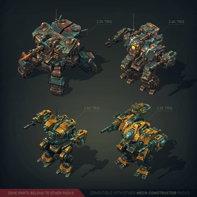 Mech Constructor - Spiders and Tanks Low-poly 3D model_7