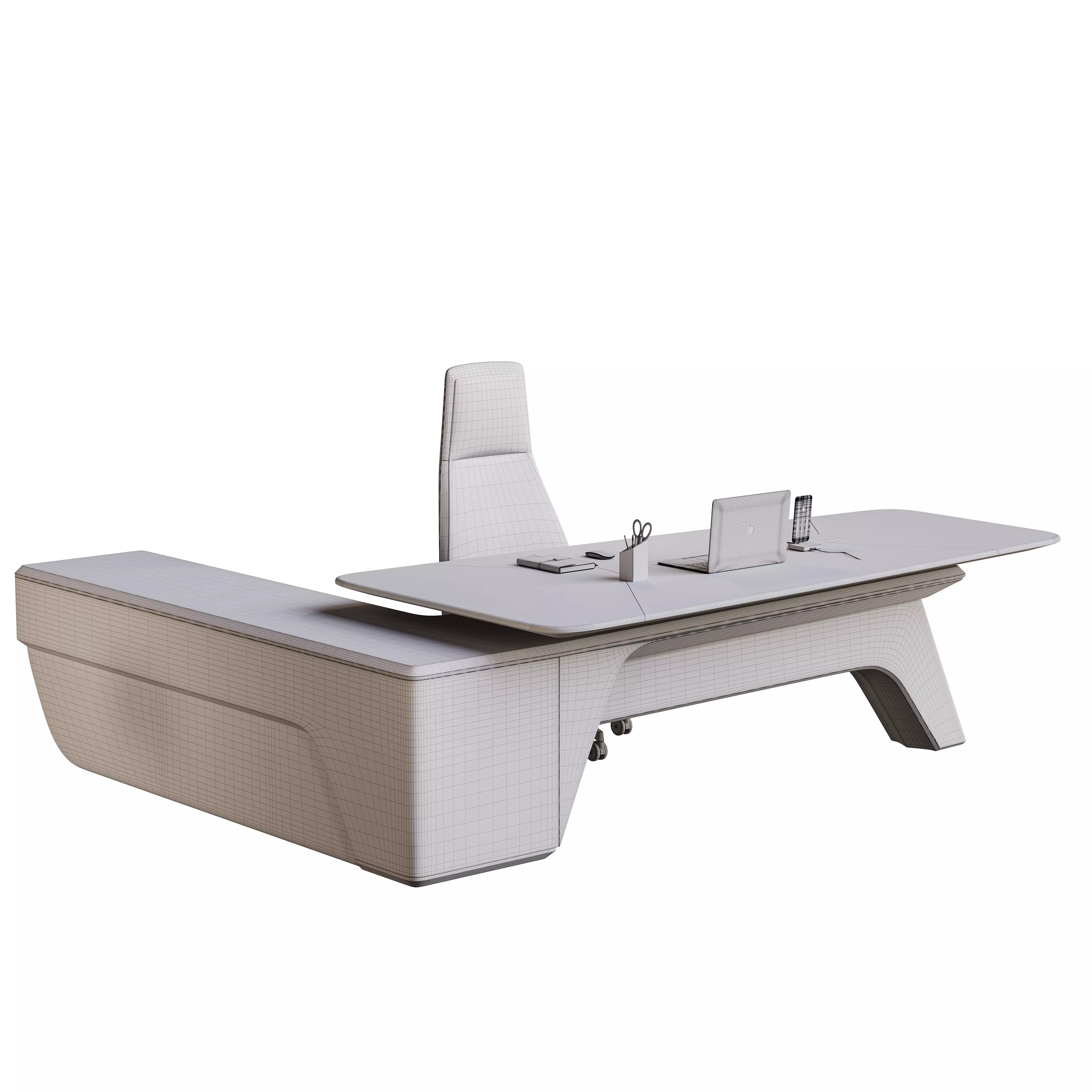 High Tech Executive Office Desk W-2428 3D model_3