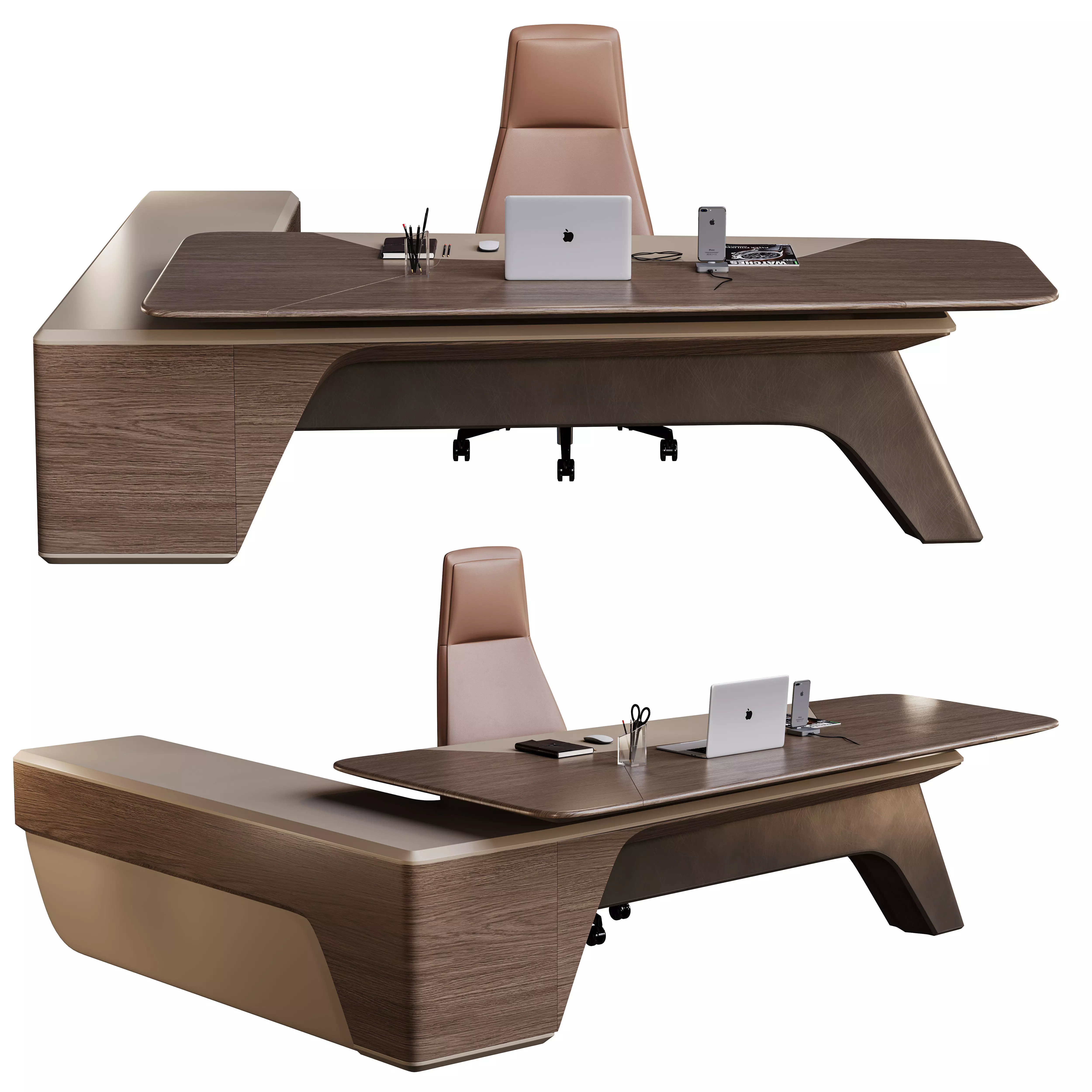 High Tech Executive Office Desk W-2428 3D model_0