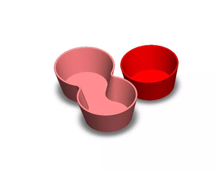 Simple Double Cat Food Bowl 3D print model_6