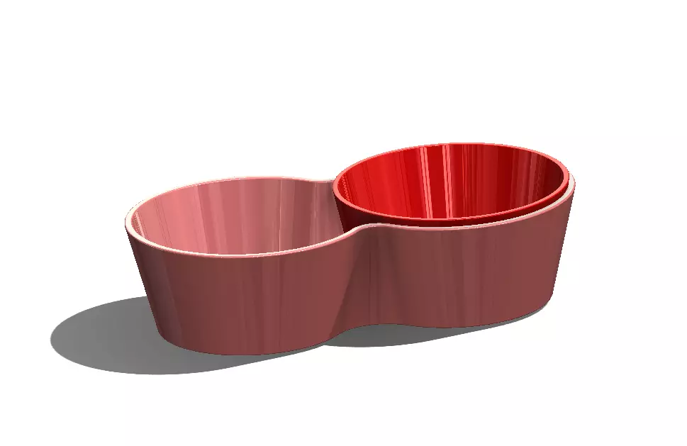 Simple Double Cat Food Bowl 3D print model_1