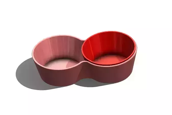 Simple Double Cat Food Bowl 3D print model