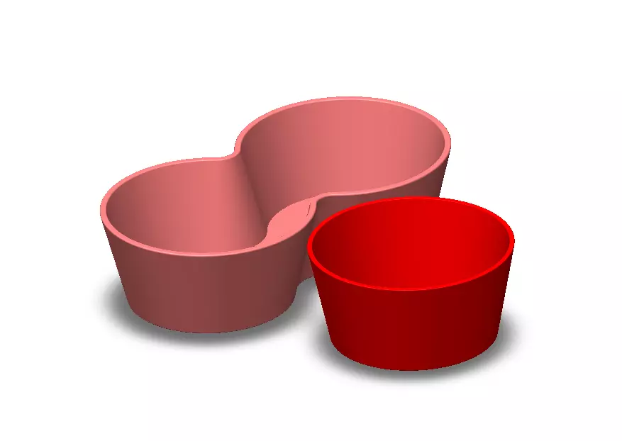 Simple Double Cat Food Bowl 3D print model_5