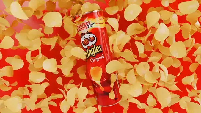 Realistic Pringles Original Packaging Detailed and Animated 3D model