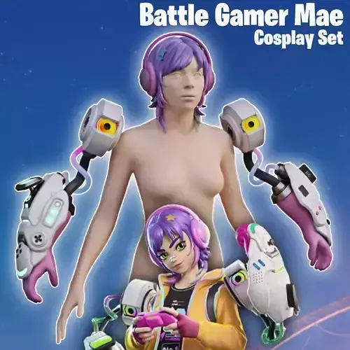  Battle Gamer Mae Cosplay Robotic Hands and Accessories Fortnite 3D print model