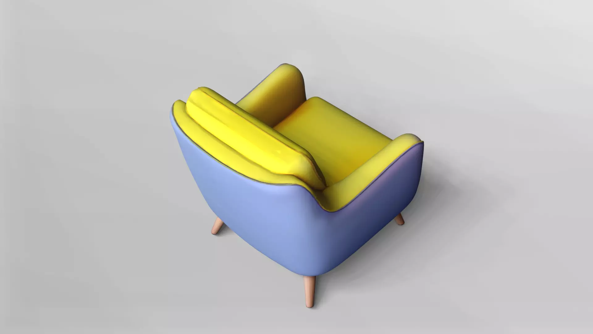 Modern Two-Tone Upholstered Armchair 3D Model 3D model_4