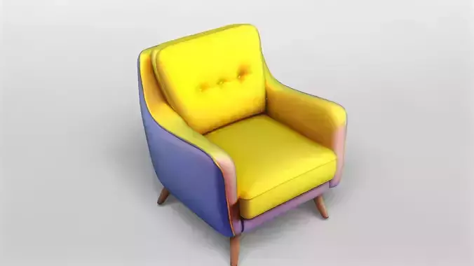 Modern Two-Tone Upholstered Armchair 3D Model