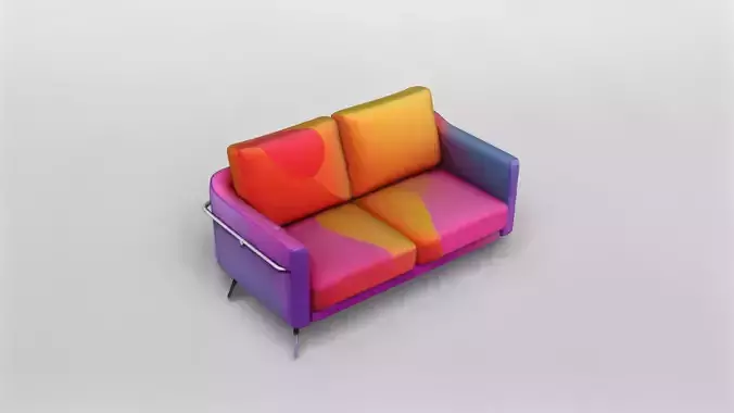 Modern Two-Seater Sofa with Vibrant Color Blocks