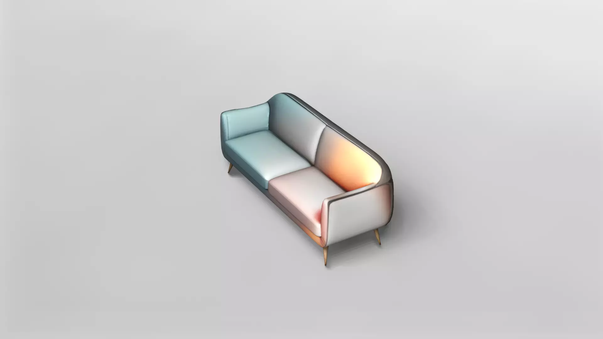 Modern Two-Tone Upholstered Sofa with Wooden Legs 3D model_2